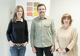 Estitxu Alkorta, Agustín Valdivia y Nagore Durán en la presentación de la Gala del Deporte.