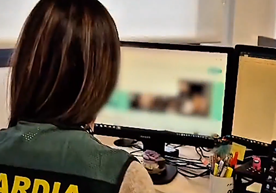 Una agente de la Guardia Civil revisa distintos perfiles en plataformas de internet.