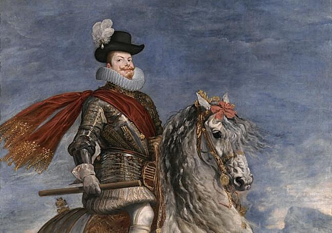 Retrato ecuestre de Felipe III. Monarca reinante en 1620. Por Velázquez (1634-1635).