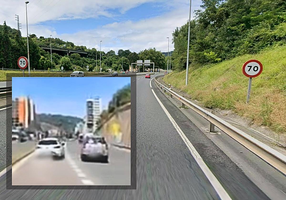 La cámara de un coche capta una grave imprudencia en San Sebastián: a 70 km/h antes de una incorporación por la izquierda
