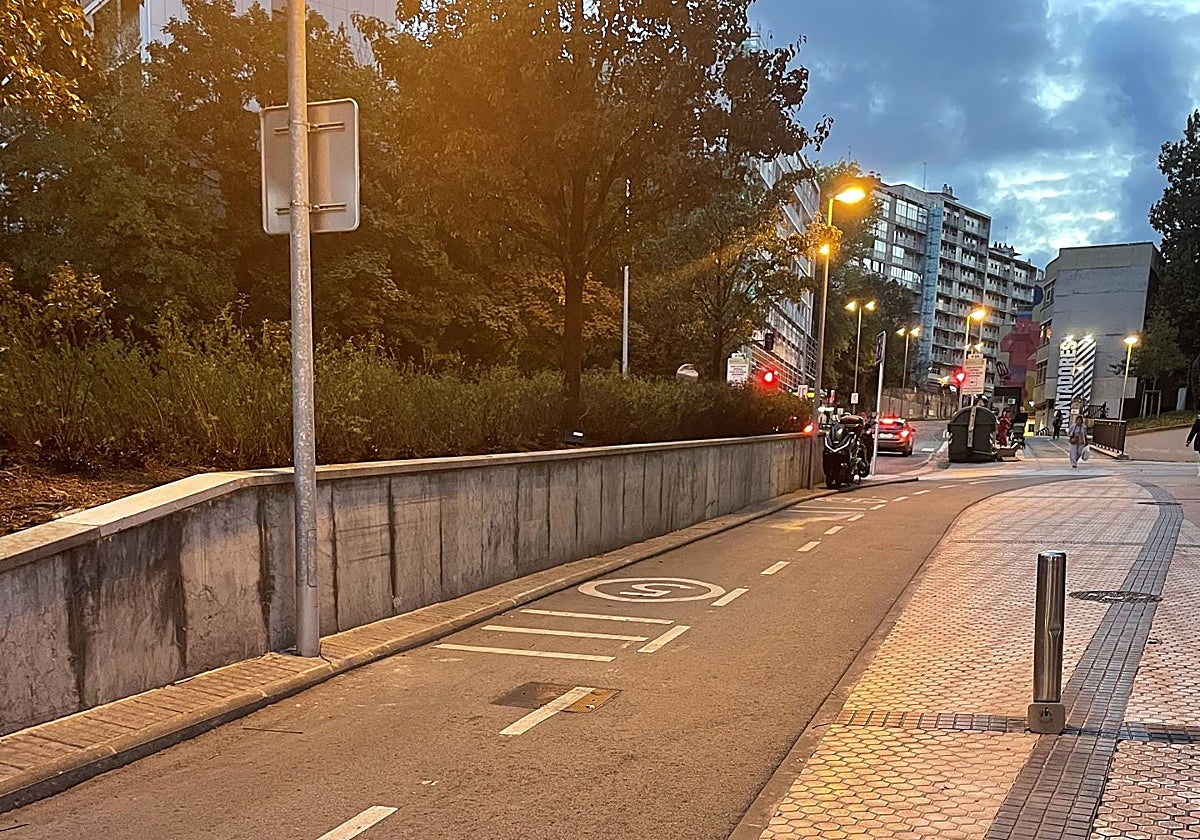 Coches por el carril bici en Bidebieta
