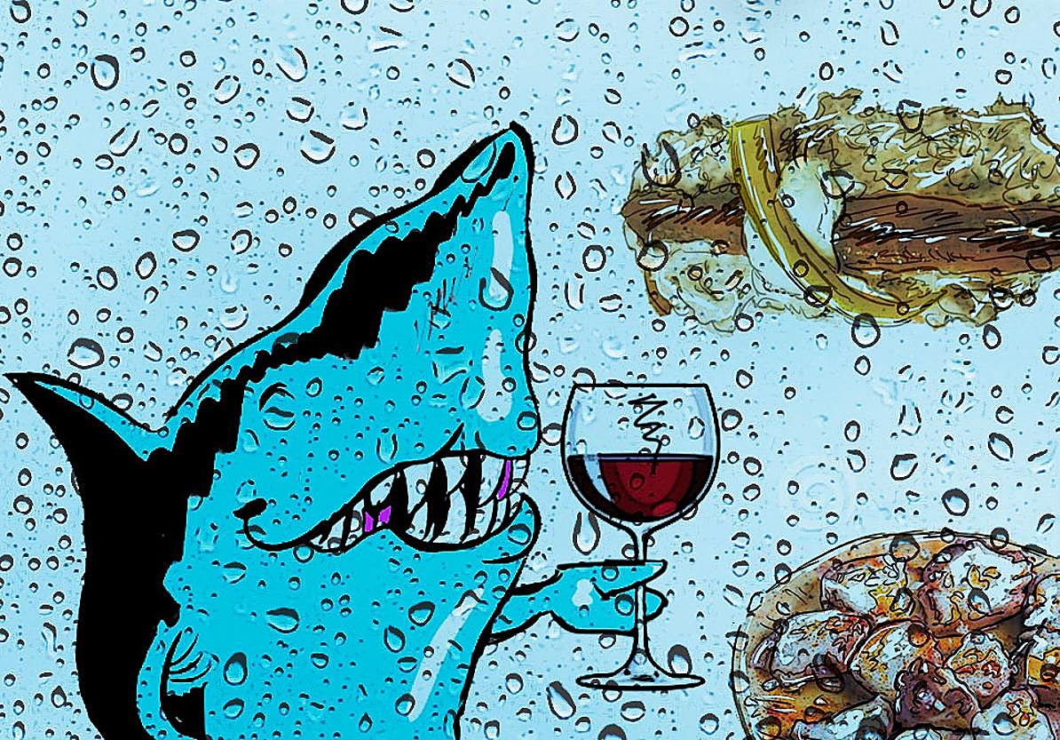 Vea dar de comer a los tiburones nacidos en Donosti. Hoy pintxo de antxoílla, salpicón de pulpo y crianza