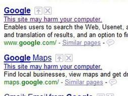 Todas las búsquedas de Google, incluida la del propio buscador, advertían de que el resultado podía dañar el ordenador.