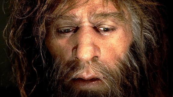 Reproducción hiperrrealista de un hombre de Neandertal. 