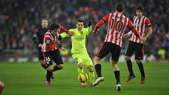 Imagen del último partido entre Athletic y Barcelona. 