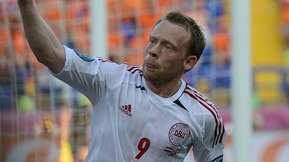 Krohn-Dehli, en un partido con Dinamarca. 