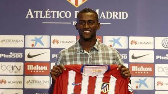 Jackson Martínez, en su presentación como jugador del Atlético. 