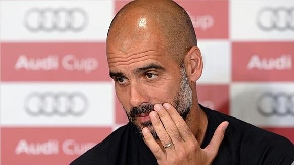 Pep Guardiola, en la rueda de prensa. 