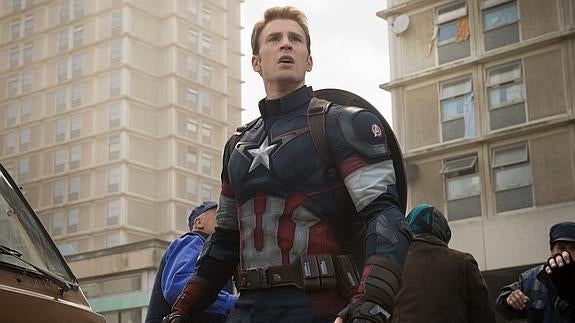 El actor Chris Evans, durante el rodaje de 'Capitán América: Civil War'.