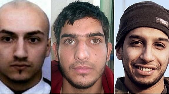 Bilal Hadfi, uno de los sospechosos sin identificar y Abdelhamid Abaaoud.
