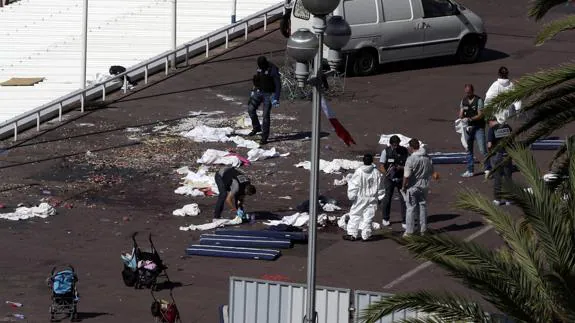 Una imagen del atentado en Niza.