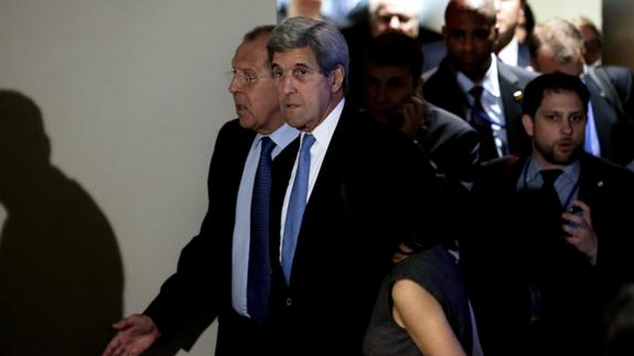 Sergei Lavrov y John Kerry, tras la reunión sobre Siria en Nueva York.