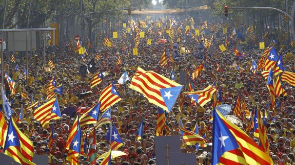 Multitudinaria concentración a favor de la independencia de Cataluña.