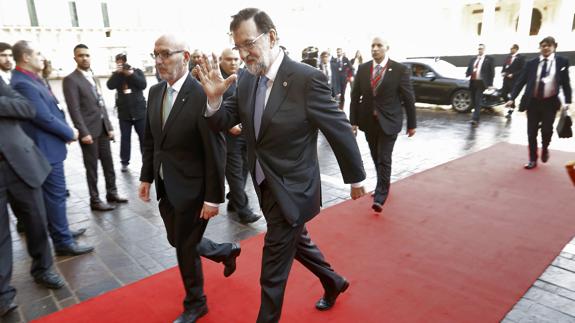 Rajoy, a su llegada a Malta.