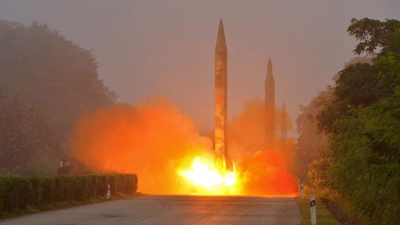 Lanzamiento de un misil en Corea del Norte. 