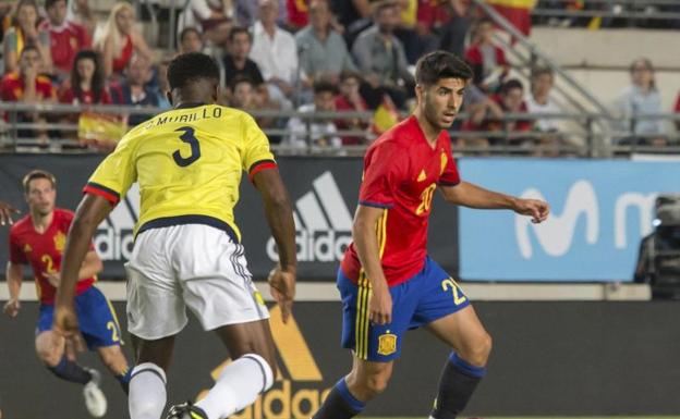 Marco Asensio, durante el España-Colombia en Murcia. 