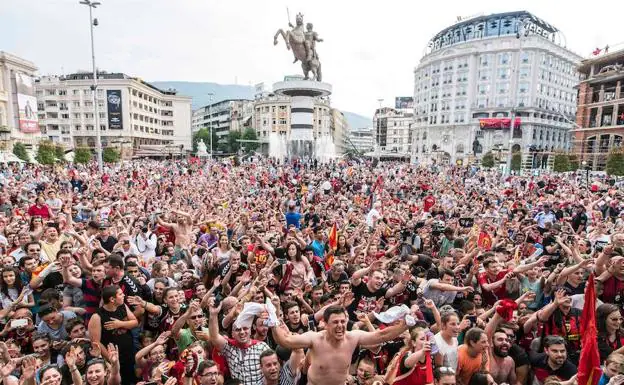 Skopje, durante la celebración de la Champions del Vardar. 