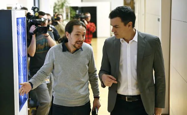 Iglesias y Sánchez, en 2016. 