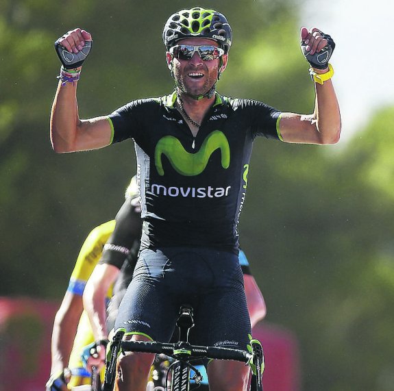 Alejandro Valverde celebra una de sus victorias.