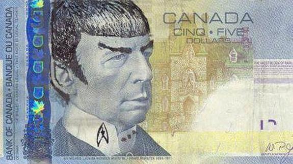 Un billete de cinco dólares canadienses que homenajea a Leonard Nimoy