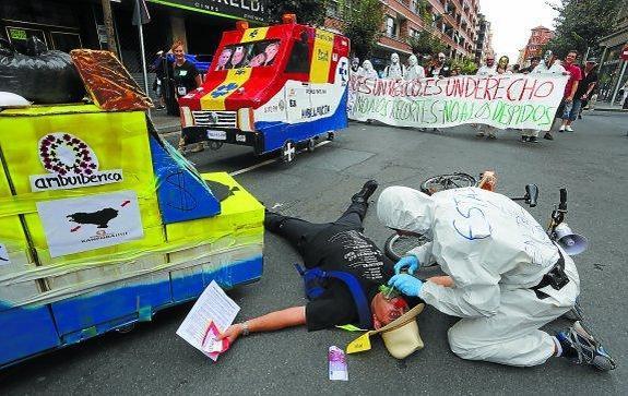 Protesta de trabajadores de Ambuibérica contra el recorte de las condiciones de su convenio.