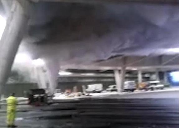 Prueba de humos en el interior de la estación de autobuses. 