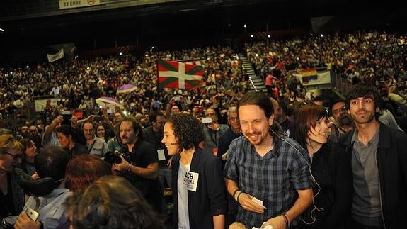 Pablo Iglesias, en un acto político celebrado en el BEC de Barakaldo.
