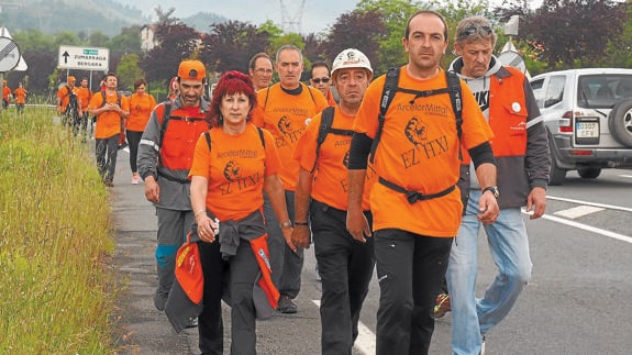 Los trabajadores de ArcelorMittal de Zumarraga marcharon el pasado 24 de mayo hasta la planta de Olaberria. 