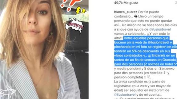Blanca Suárez ofrece descuentos para viajes en Instagram