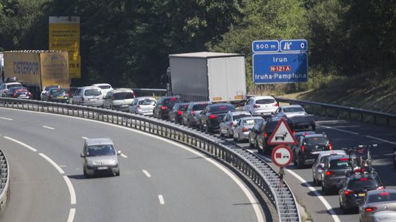 El atasco de este miércoles en el paso fronterizo de Biriatou