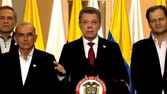 El presidente de Colombia, Juan Manuel Santos, en su alocución a la nación tras el referéndum.