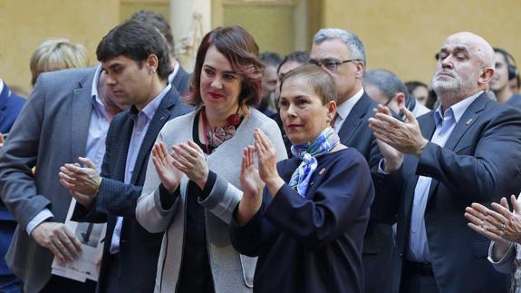 La presidenta del Gobierno de Navarra, Uxue barkos, en el acto