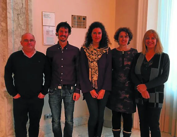 Benito, Arrue, Sierra, Tellería e Iñarga, ayer en el presentación.