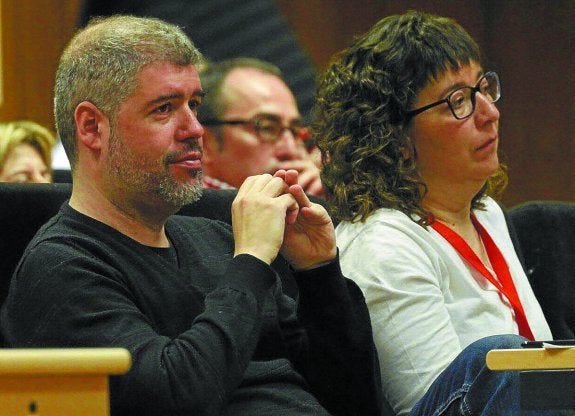 Sordo y Loli García, el 11 de marzo en la reunión del Consejo Confederal de CC OO en Madrid.