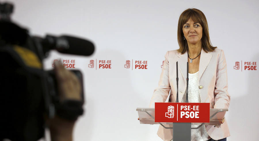 Idoia Mendia durante su comparecencia de hoy.