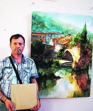 Anton Urreisti y su cuadro.