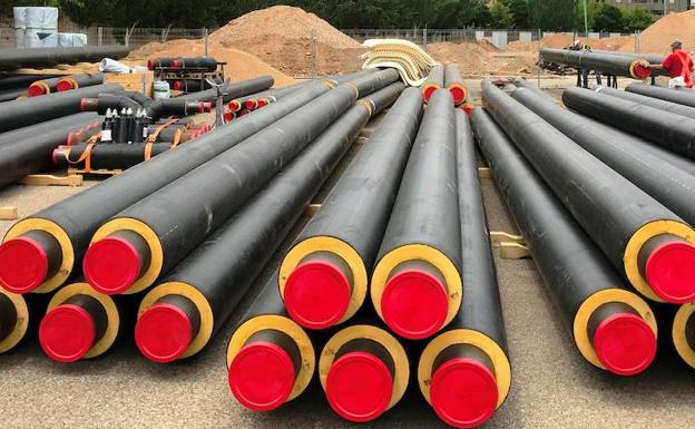 Obras de construcción de una red de calor.