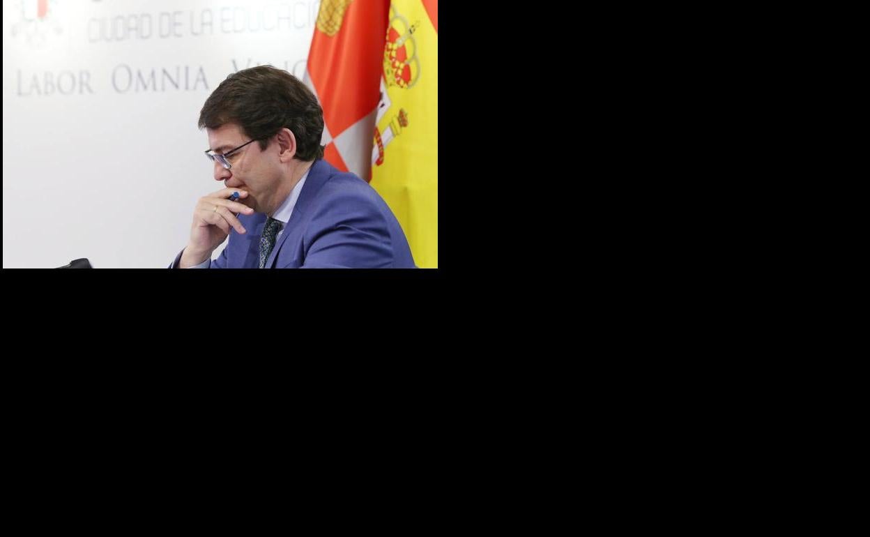 Alfonso Fernández Mañueco, este lunes en Aranda de Duero.