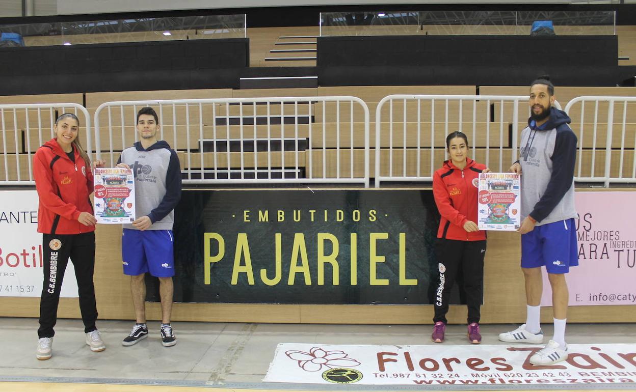 Jugadores de los dos equipos bercianos promocionando los partidos.