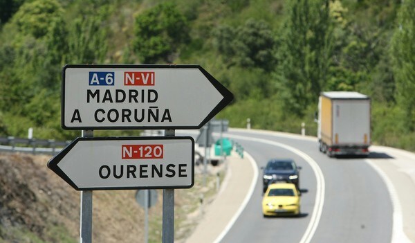 Tramo berciano de la carretera Nacional 120 que une Ponferrada con Orense.