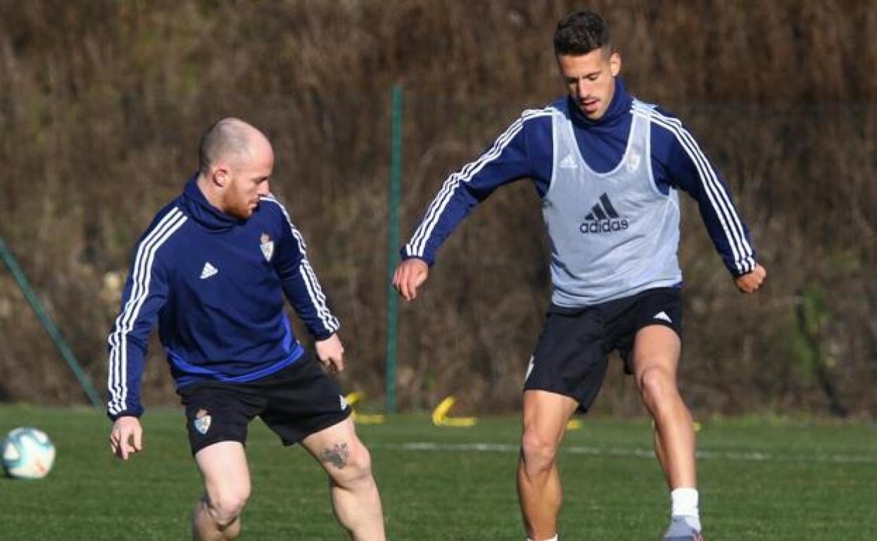 Iván Rodríguez, en un entrenamiento con la Deportiva.