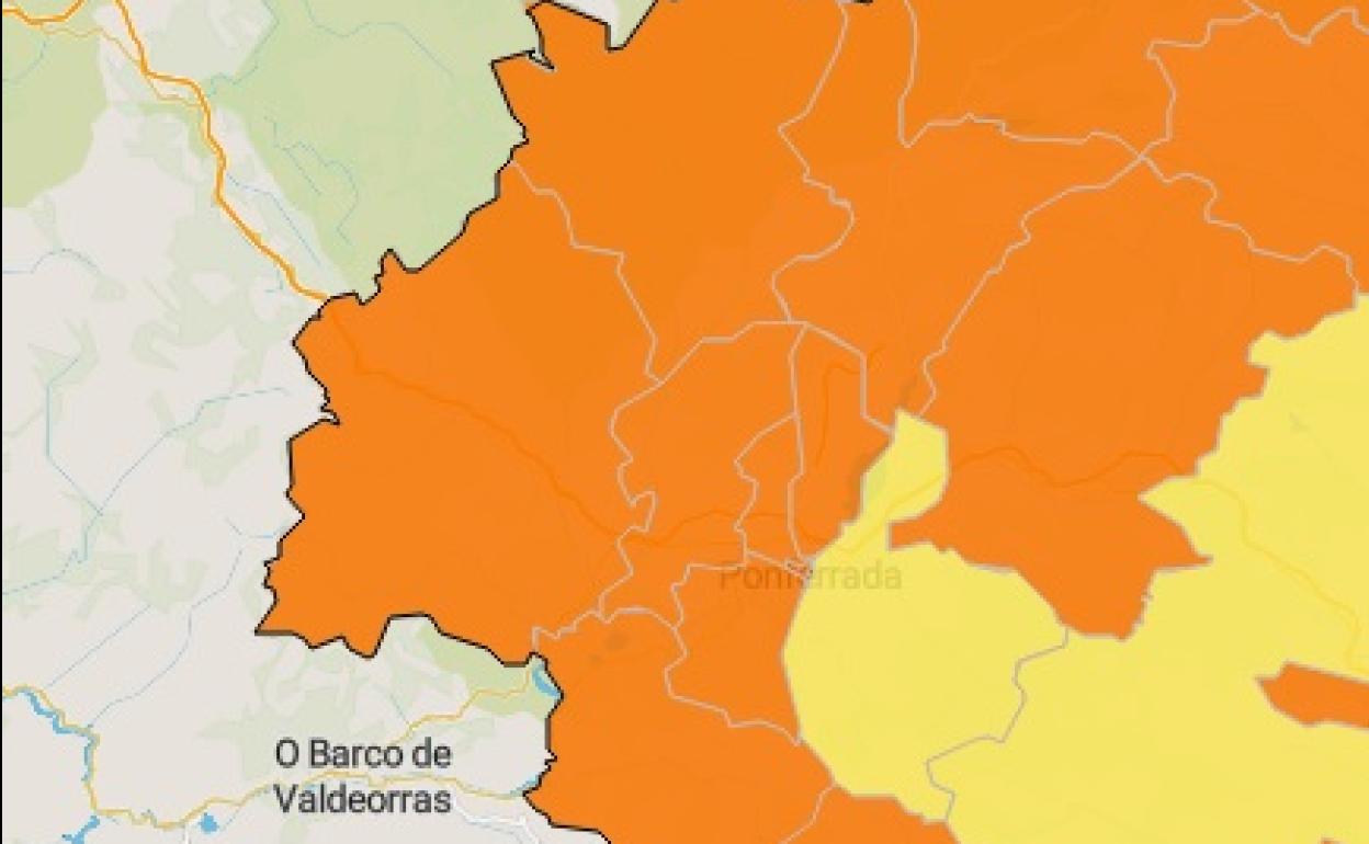Solo la zona de Ponferrada I está en amarillo.