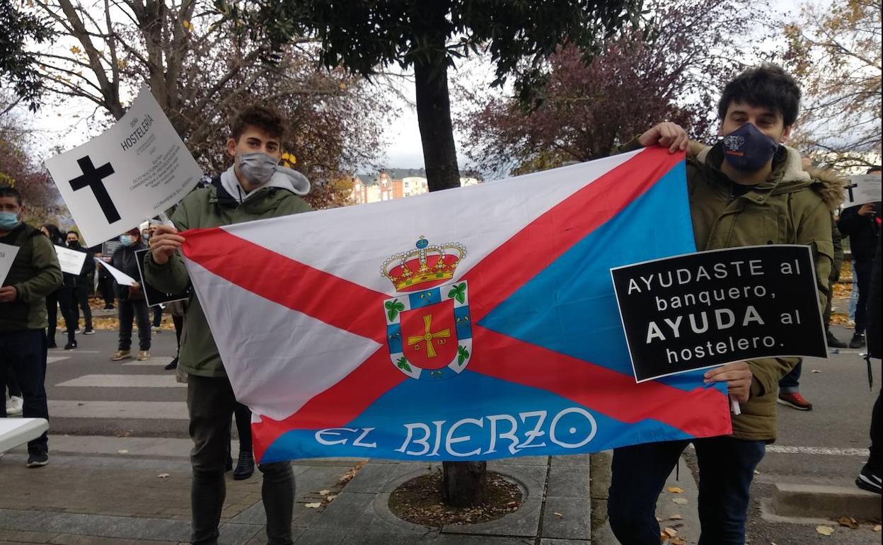 Protesta de los hosteleros del Bierzo en Ponferrada.