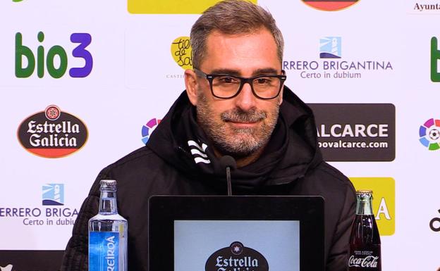 Jon Pérez Bolo, en la rueda de prensa previa a la eliminatoria de Copa del Rey ante el Cacereño.