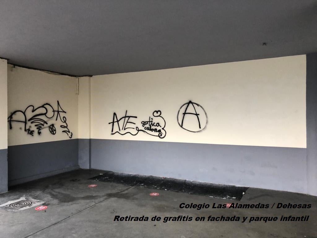 Limpieza de graffitis en los colegios de Ponferrada.