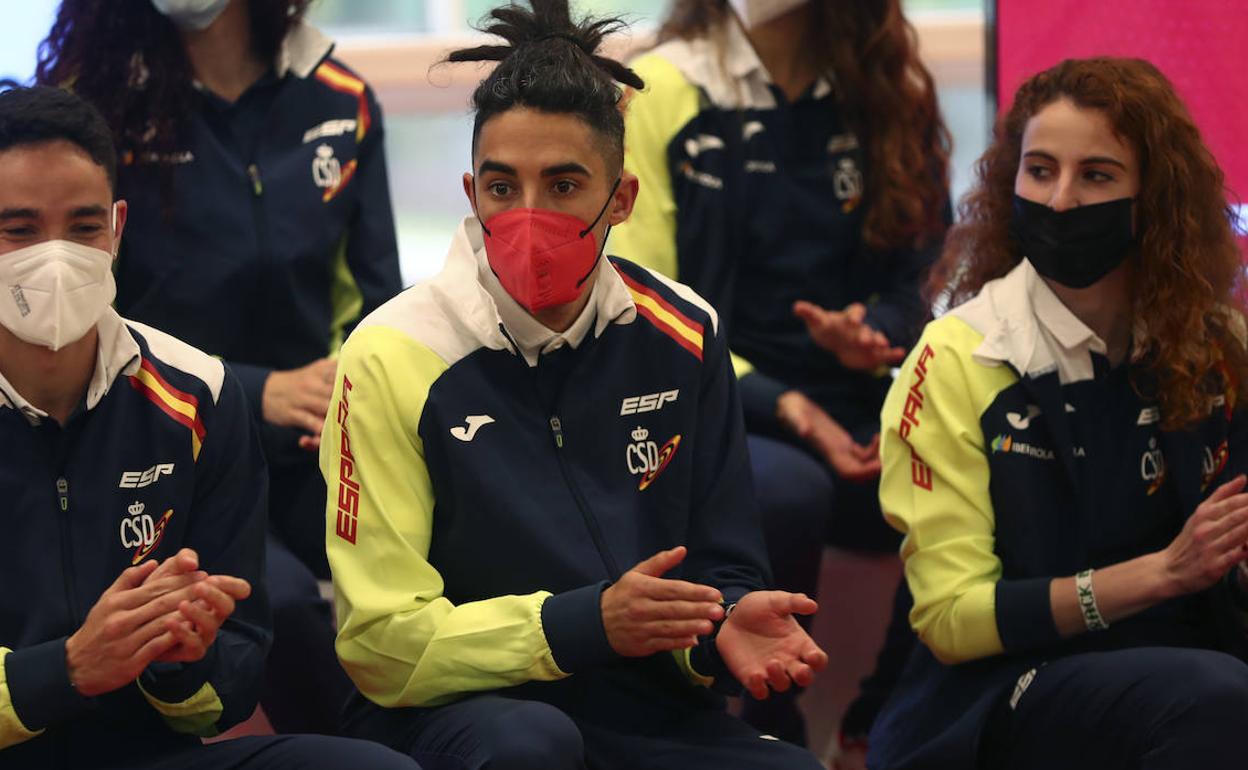 Saúl Ordóñez, durante el acto de despedida del equipo español antes de poner rumbo al Mundial de Belgrado.