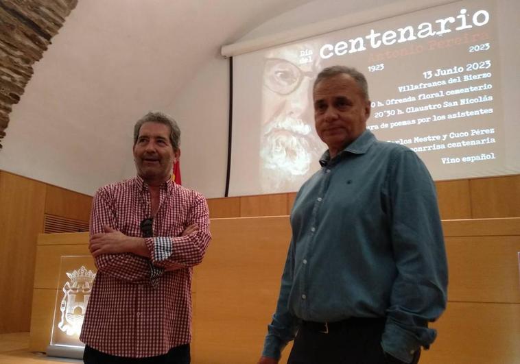 El director de la Fundación Antonio Pereira, Joaquín Otero, y uno de sus patronos, Miguel Ángel Varela, en la presentación de los actos del centenario.