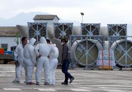 Trabajadores de la planta de componentes eólicos de LM Wind Power en Ponferrada.