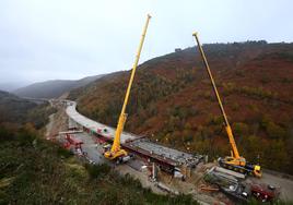 Obras del viaducto durante este mes de noviembre.