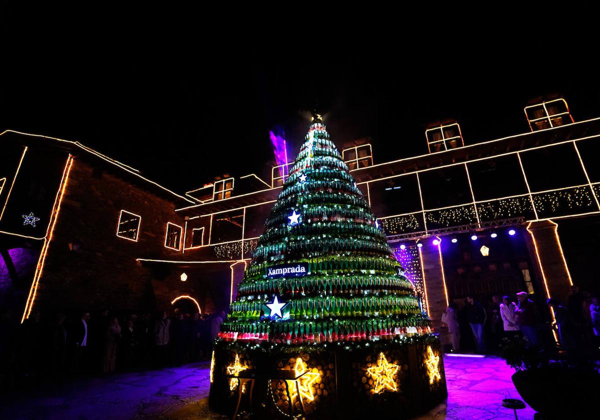 Tradicional encendido navideño del Palacio de Canedo.